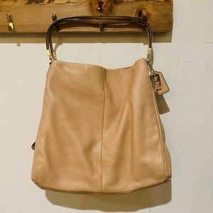 COACH Madison Phoebe Leather Shoulder Bag in Camel